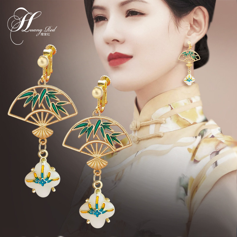教师节中秋中国风无耳洞耳夹