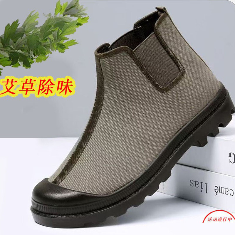 升级版休闲帆布鞋男鞋透气软底防滑工装鞋套脚马丁靴四季款一脚蹬
