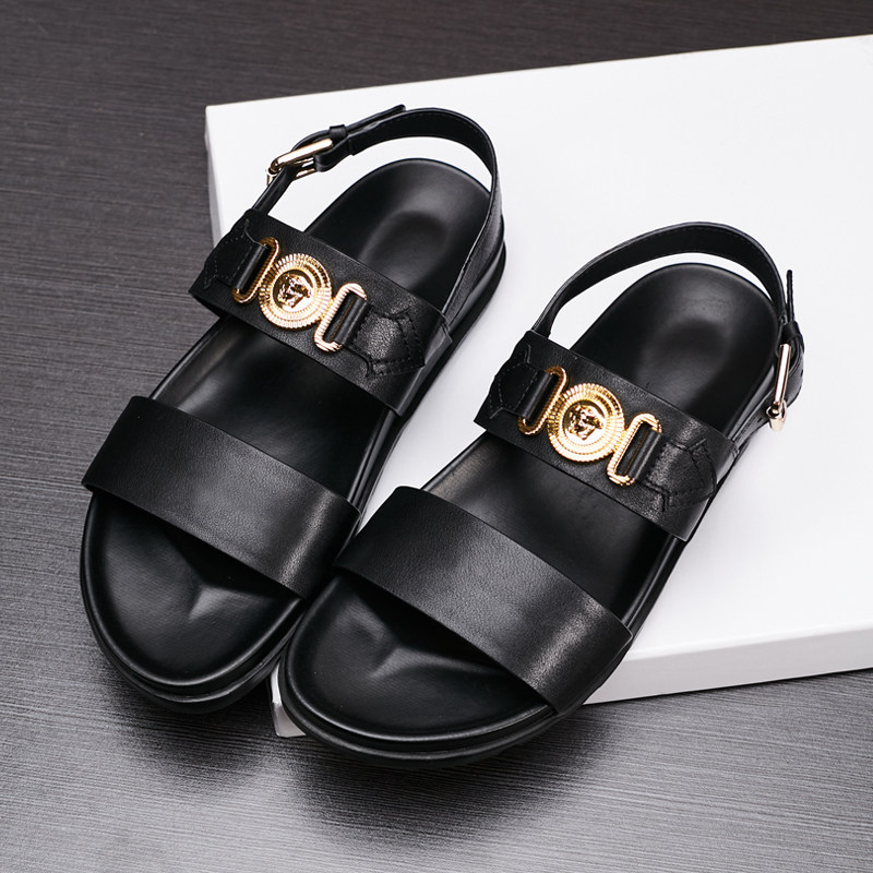 男士凉鞋真皮夏季2024防滑软底百搭休闲罗马鞋牛皮外穿潮流沙滩鞋,流行男鞋,沙滩鞋,淘宝优惠券,粉丝福利购,淘宝优惠卷