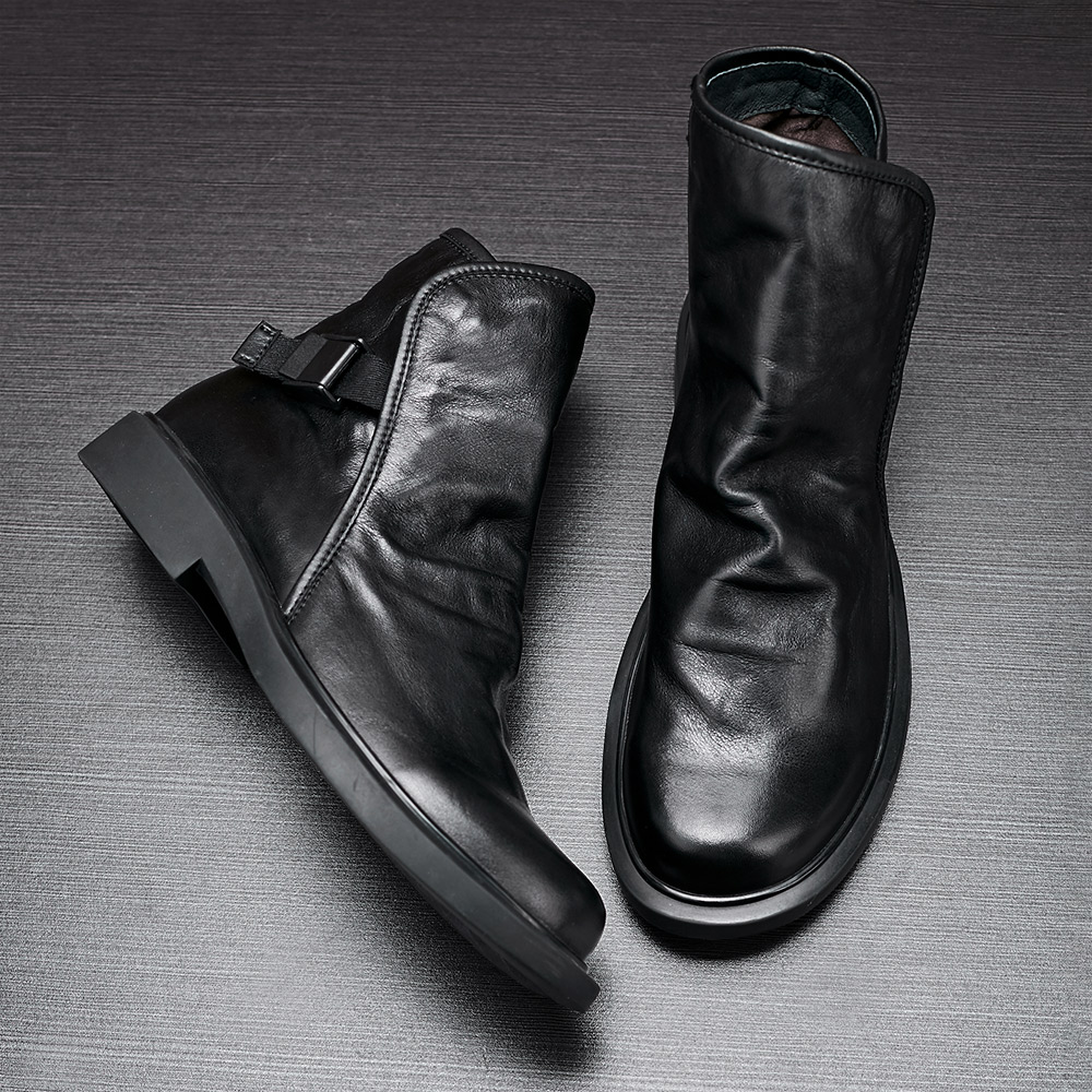 真皮秋冬黑色复古青年潮流马丁靴