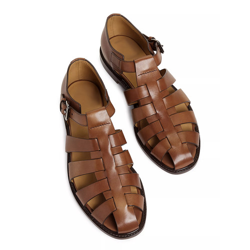 透气凉鞋男2025夏季真皮休闲