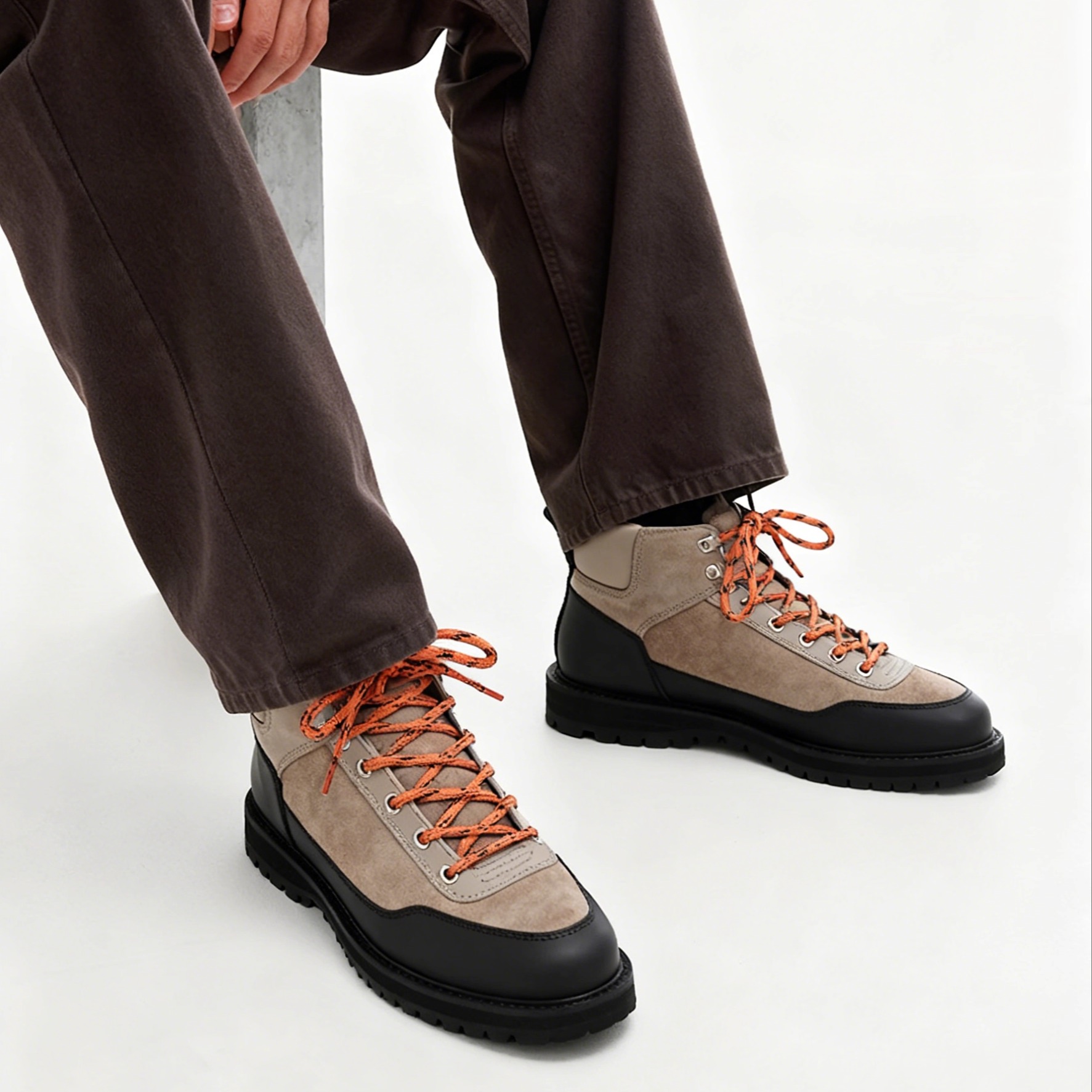 高帮靴子男复古加绒保暖皮靴