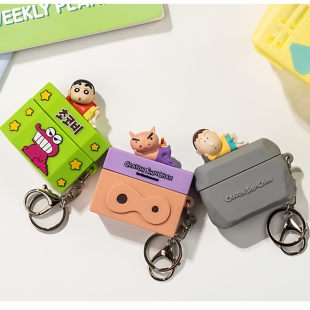 韩国正版蜡笔小新卡通立体公仔适用苹果airpods pro3代耳机壳阿呆小猪个性图案硅胶软防摔包带挂件pro3代壳女