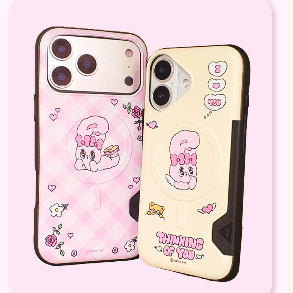 韩国esther bunny粉红兔磁吸充电iphone17pro max双层手机壳插卡,模玩/动漫/周边/娃圈三坑/桌游,动漫3C周边/数码电器,淘宝优惠券,粉丝福利购,淘宝优惠卷