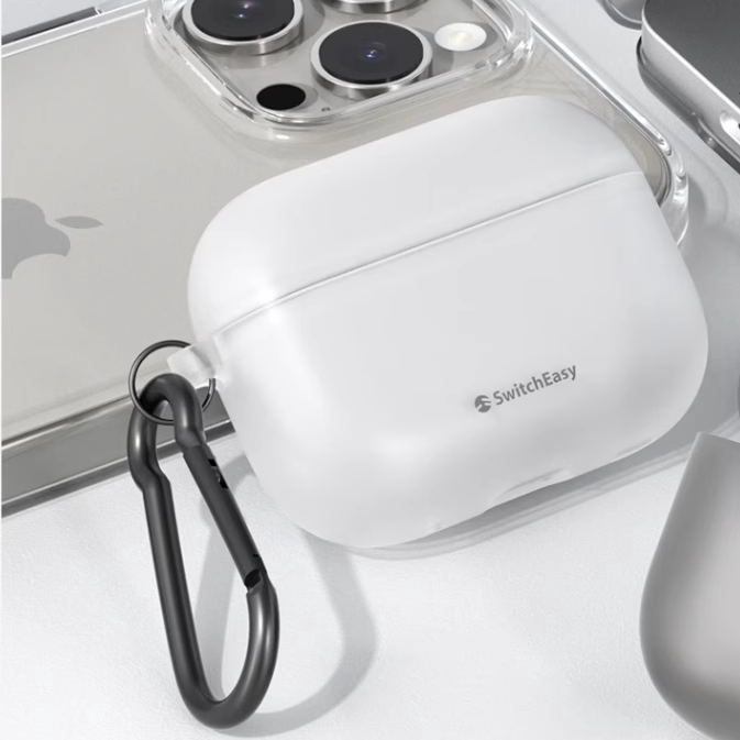 SwitchEasy商务简约适用苹果AirPods4代耳机保护套AirPodsPro2代防摔防撞AirPods pro无线充电盒带挂钩简约薄