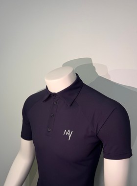 蓝紫色摩登舞男士夏季短袖上衣MY003 POLO领运动面料吸汗不扎皮肤