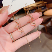 上海专柜撤柜18K金色流苏耳环螺旋设计感锆石耳线个性 长款 耳饰925