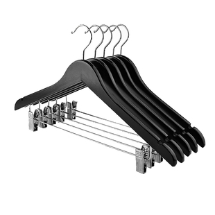 服装店衣架实木一体两用套装连体黑白成人西服裤子带夹子木质衣架