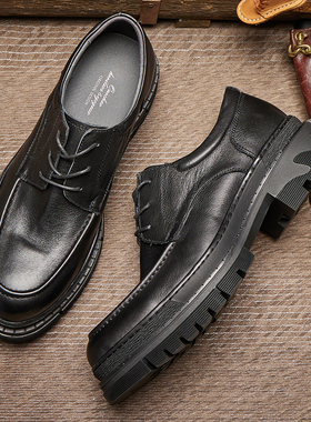 英伦风真皮男士男款圆头系带透气厚底百搭休闲男皮鞋休闲皮鞋E265