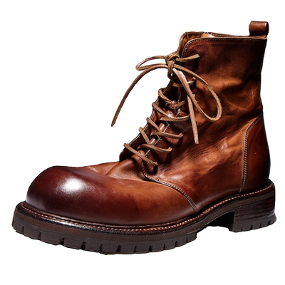 1945固特异手工鞋复古马皮水洗厚底做旧高帮靴休闲皮鞋男款E237