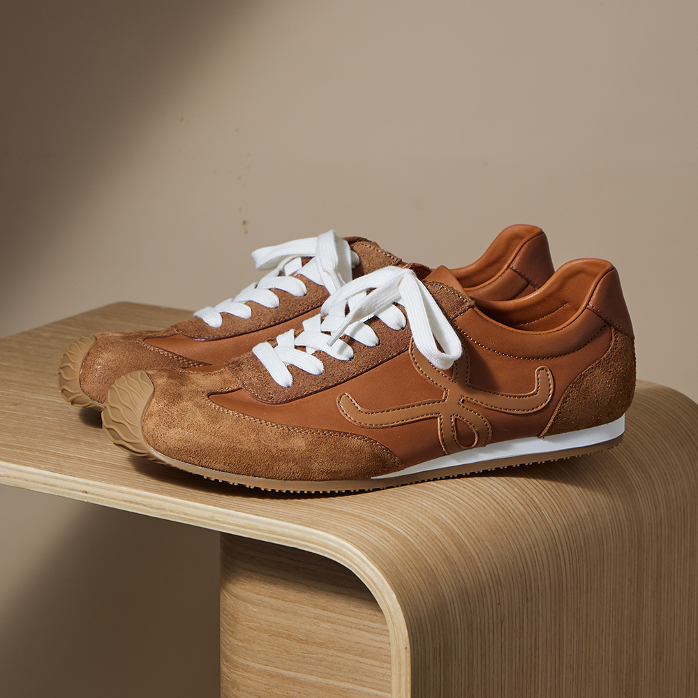 复古THR3E百搭拼色春秋圆头新款