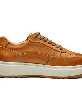 国潮马皮夏季休闲鞋复古白色时尚休闲百搭皮鞋轻便透气男靴E210