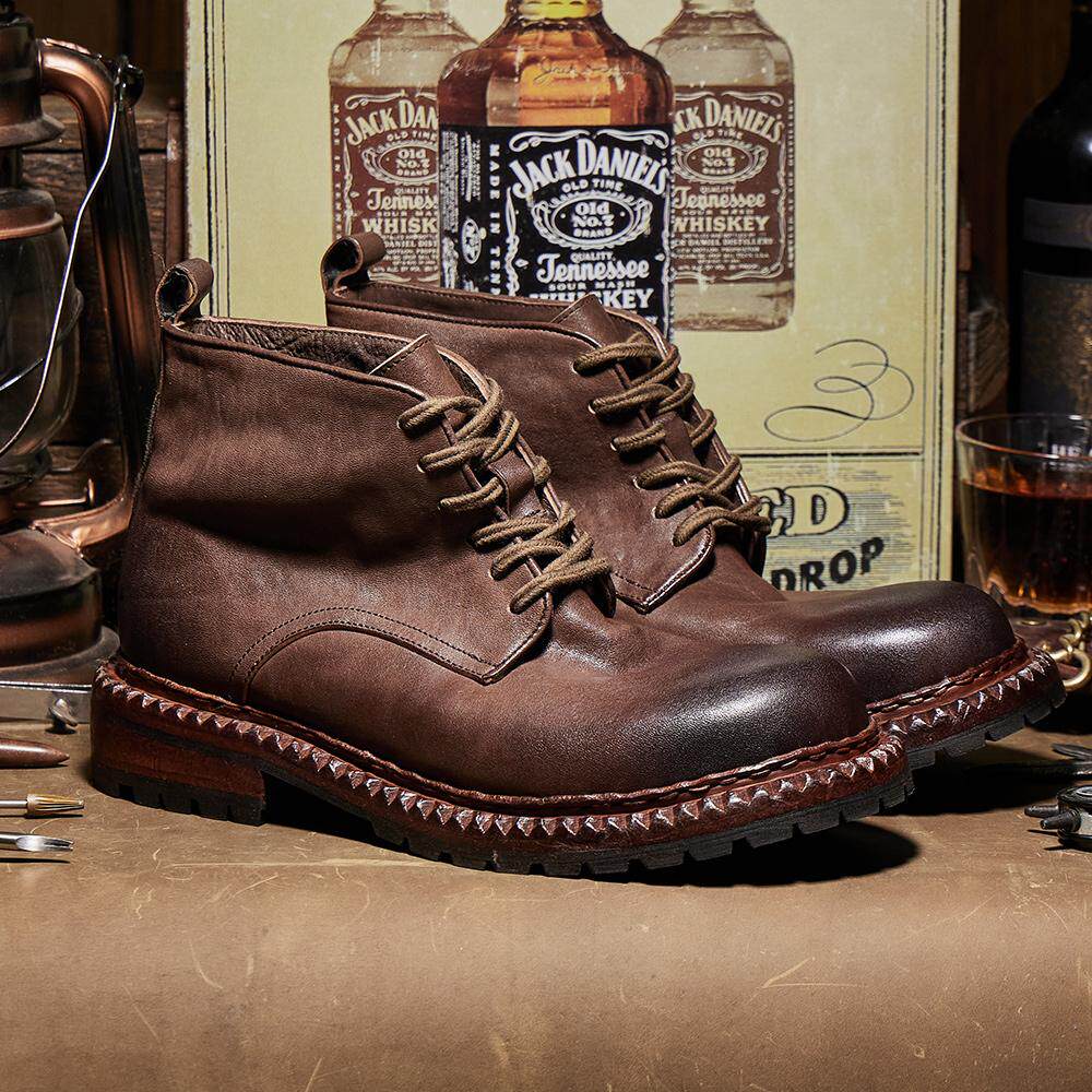 秋冬男靴马丁靴马皮复古皮底固特异潮流马皮水洗英伦高帮E306