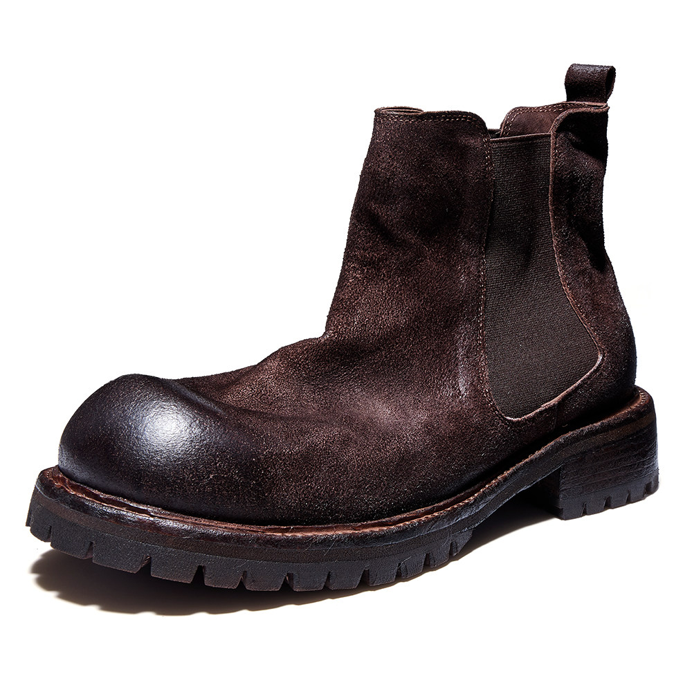 切尔西靴休闲马皮复古短靴英伦风时尚一脚蹬厚底高帮靴E239