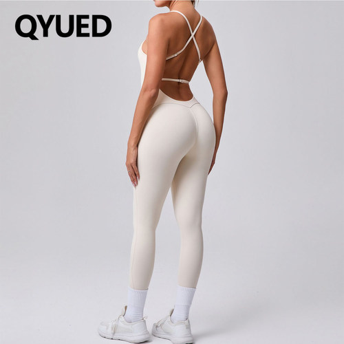 欧美可调节瑜伽服连体衣女