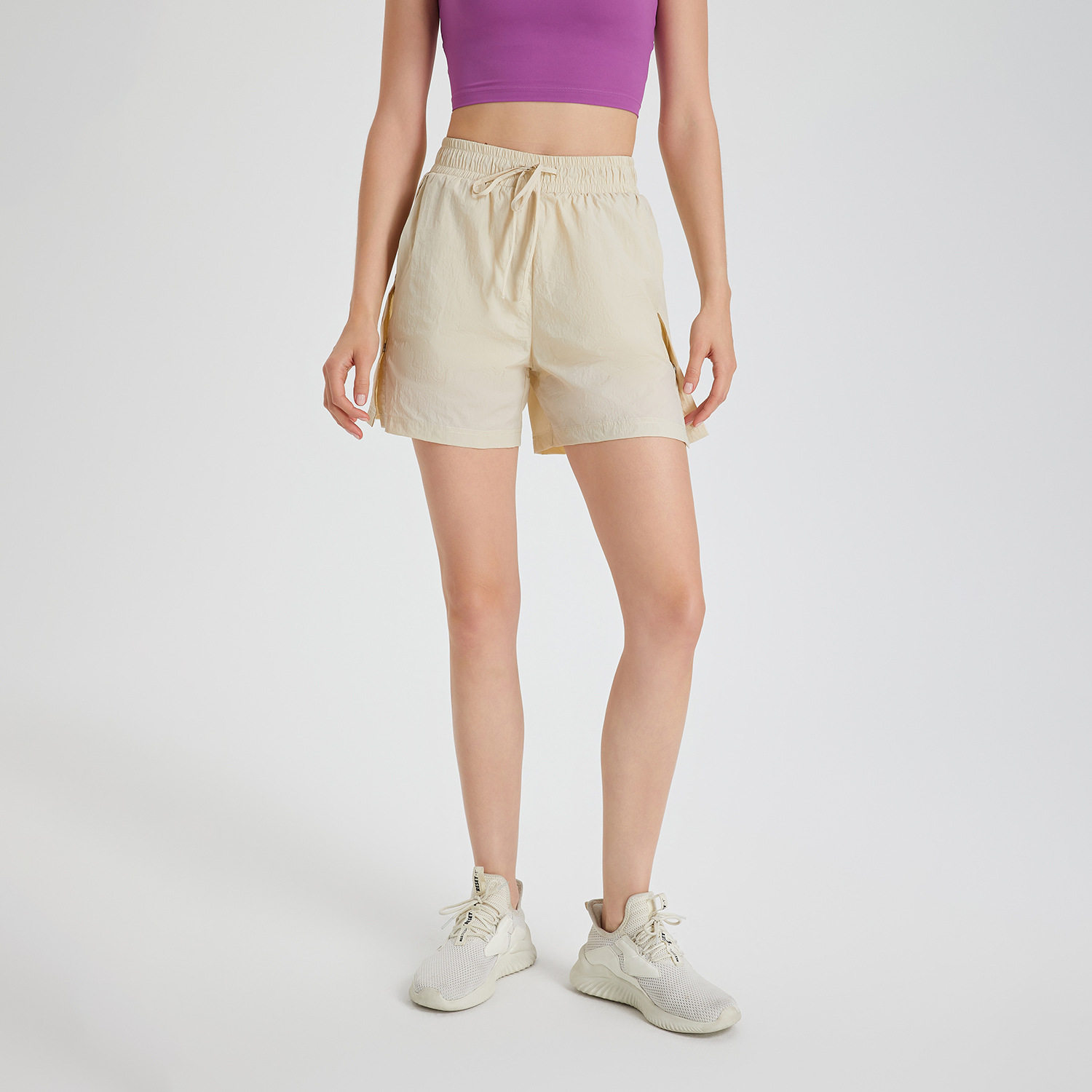 侧边暗扣运动短裤女宽松夏季速干跑步健身防走光高腰舞蹈瑜伽裤