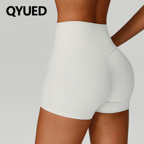 QYUED螺纹紧身瑜伽短裤女