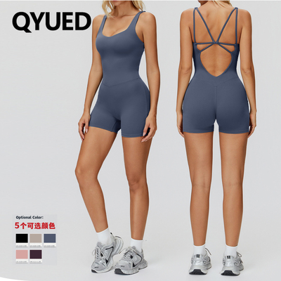 欧美磨毛瑜伽连体服交叉