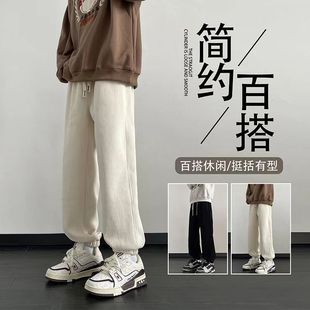 美式drill裤子男春秋复古高街百搭宽松运动休闲卫裤灯芯绒束脚裤