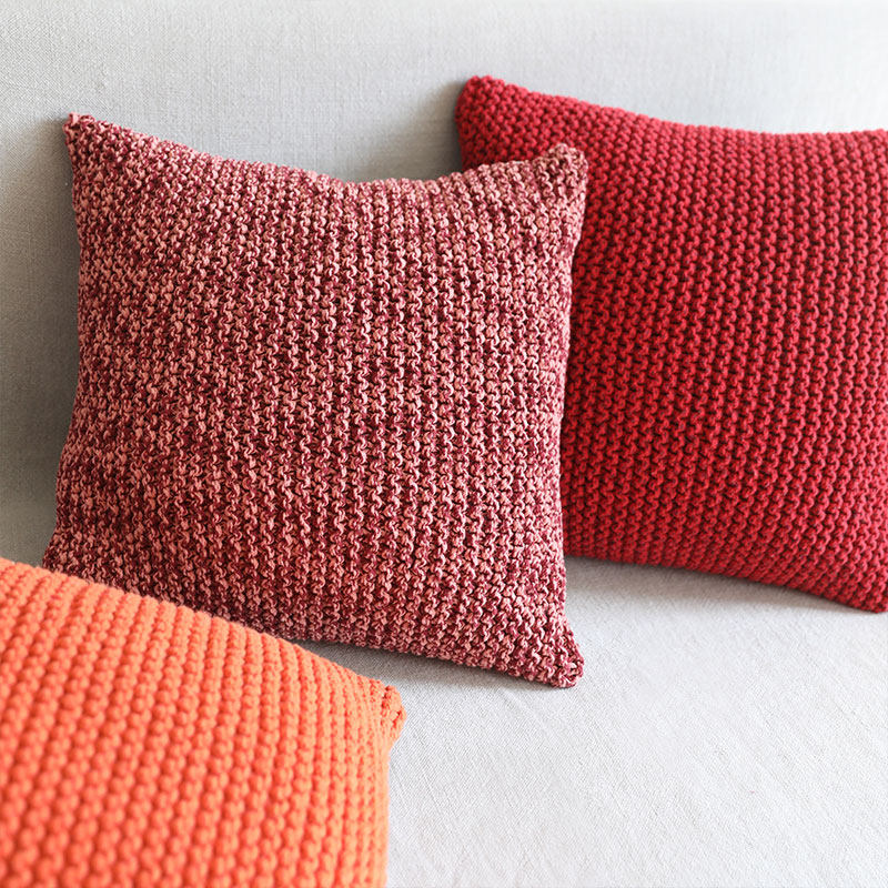 弋采简约立体民宿手工棉绳编织水洗红酒红渐变靠垫腰枕抱枕大方枕