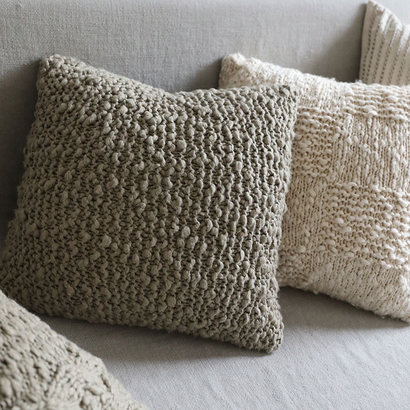 可机洗赤灵黄麻花全棉手工编织沙发床上装饰圆抱枕靠垫方枕腰枕套