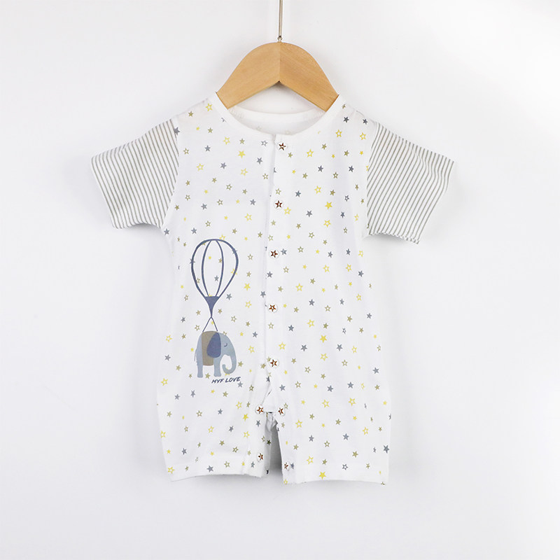 新生儿短袖连体衣夏季薄款婴儿衣服纯棉纱布哈衣初生宝宝套装夏款