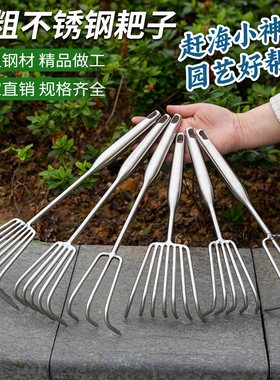 园艺小耙子不锈钢种花种菜赶海搂草落叶清理松土平整地面除草盆栽