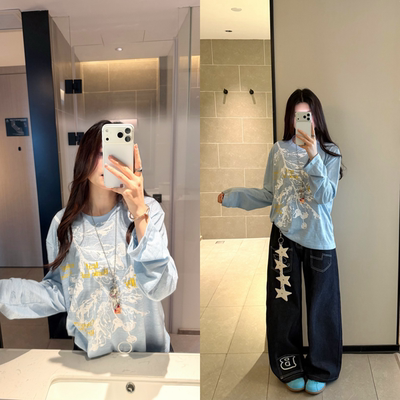AMER 美式复古竹节纹路夏季宽松舒适百搭罩衫长袖上衣