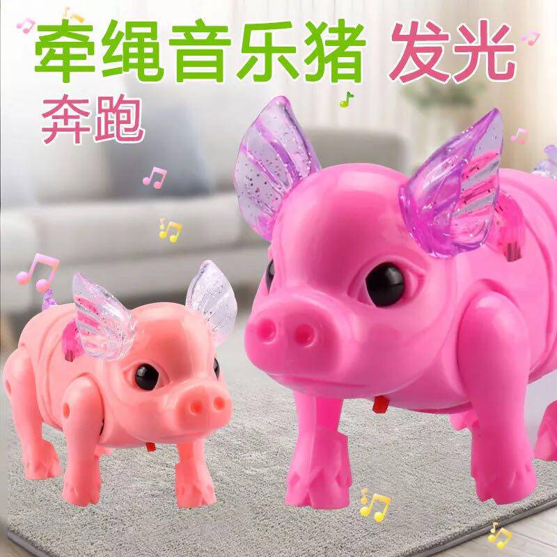 2018新款儿童牵绳子狼狗发光音乐电动小狗会唱歌走路玩具地摊货源