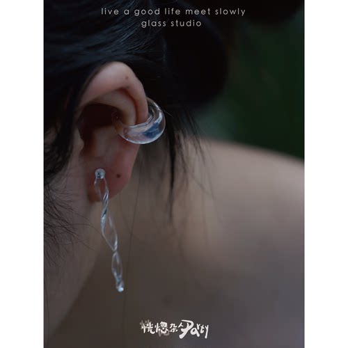 恍惚杂人Party “涟”原创玻璃耳饰灵动百搭优雅实在是太优雅了!