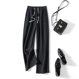 显瘦阔腿裤 冬季 型舒适保暖蚕丝羊毛加绒窄版 利落直筒版 女 BI入