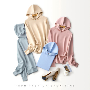 清仓 自留推荐 时尚 空气层连帽口袋套头卫衣女 宽松显瘦长袖 特价