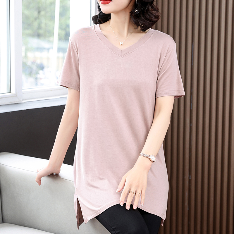 短袖大码薄款中长款莫代尔女T袖