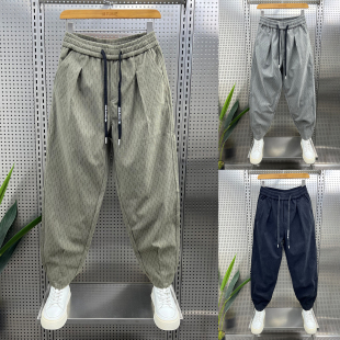 子男春季 潮流宽松百搭褶皱哈伦萝卜裤 新款 男士 灯芯绒休闲裤 条绒裤