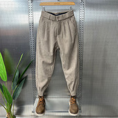 男裤 秋冬灯芯绒加绒休闲裤 拉链小脚宽松哈伦裤 2025新款 痞帅条绒裤