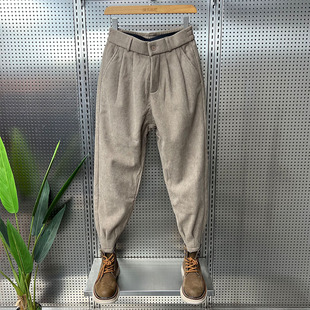 痞帅条绒裤 2025新款 拉链小脚宽松哈伦裤 秋冬灯芯绒加绒休闲裤 男裤