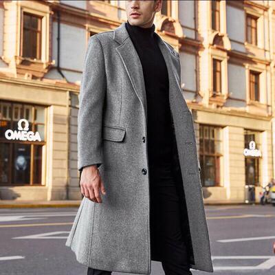 Jacket Men Coat winter for Overcoat Wool Blends Trench Coat