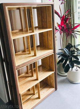 黑胡桃木实木黑胶唱片架LP叠式柜LD碟片储藏收纳柜榫卯简约置物柜