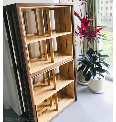 北美黑胡桃木实木黑胶唱片架