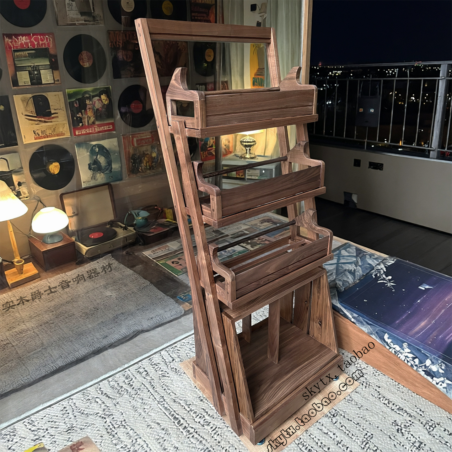 北美黑胡桃木CD摆放架黑胶架