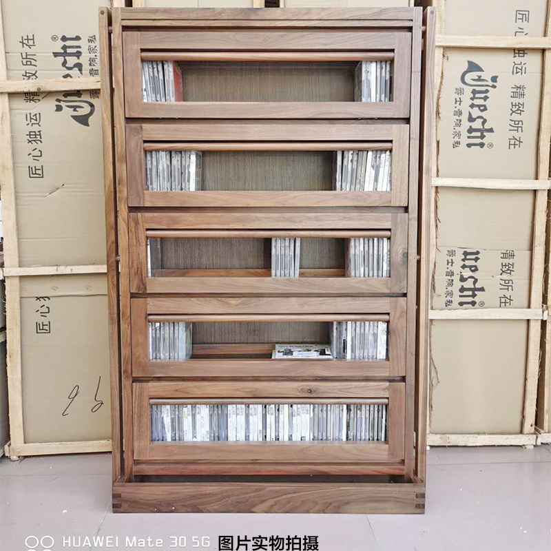 黑胡桃木翻盖280ECD柜贵族爵士碟片架榫卯结构中式实木hifi柜包邮