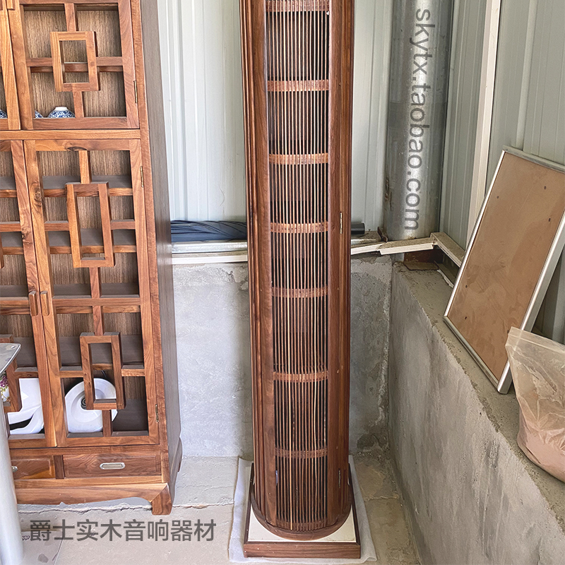 测试吸音柱榫卯黑桃木唱片cd柜