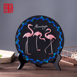 金乌炭雕火烈鸟现代家居摆件客厅展柜玄关装 饰品摆设实用创意礼物