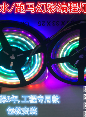 LED12V伏WS281幻彩跑马流水灯带5050流光跑马灯流星炫彩软灯条