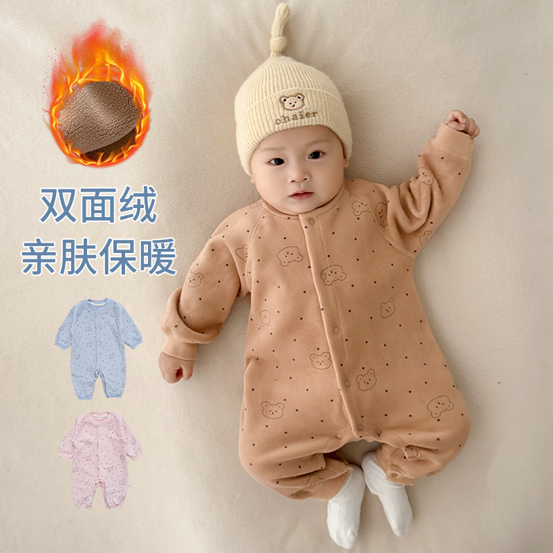 冬季加绒加厚超萌婴幼儿连体衣
