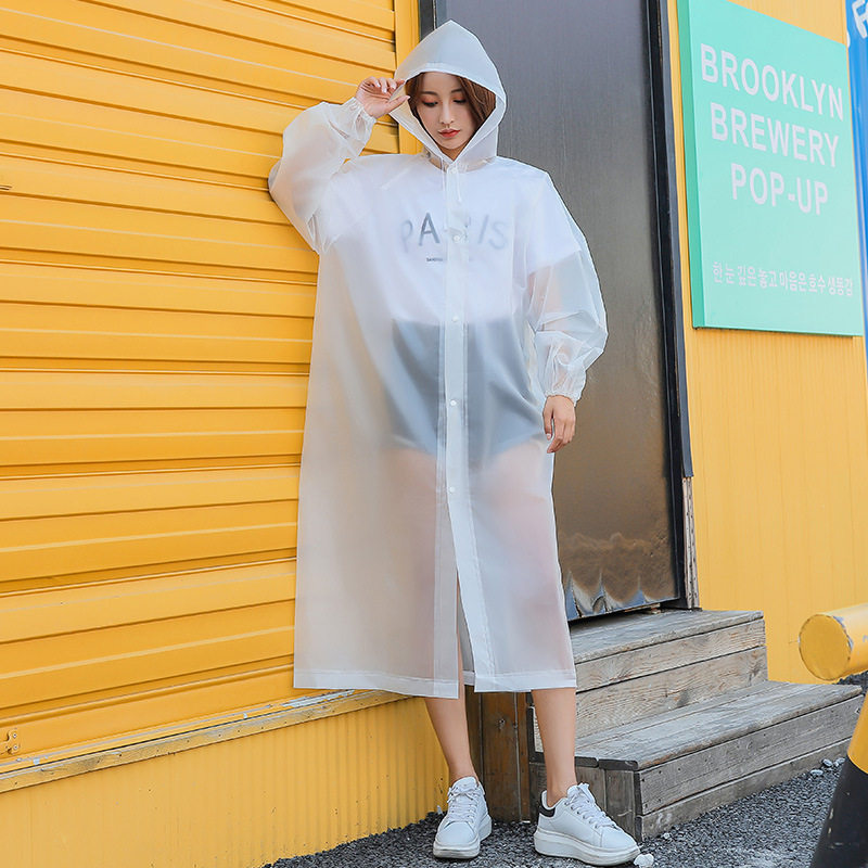 白色透明时尚加厚长款男女广告活动雨披松紧口登山雨衣定制印logo