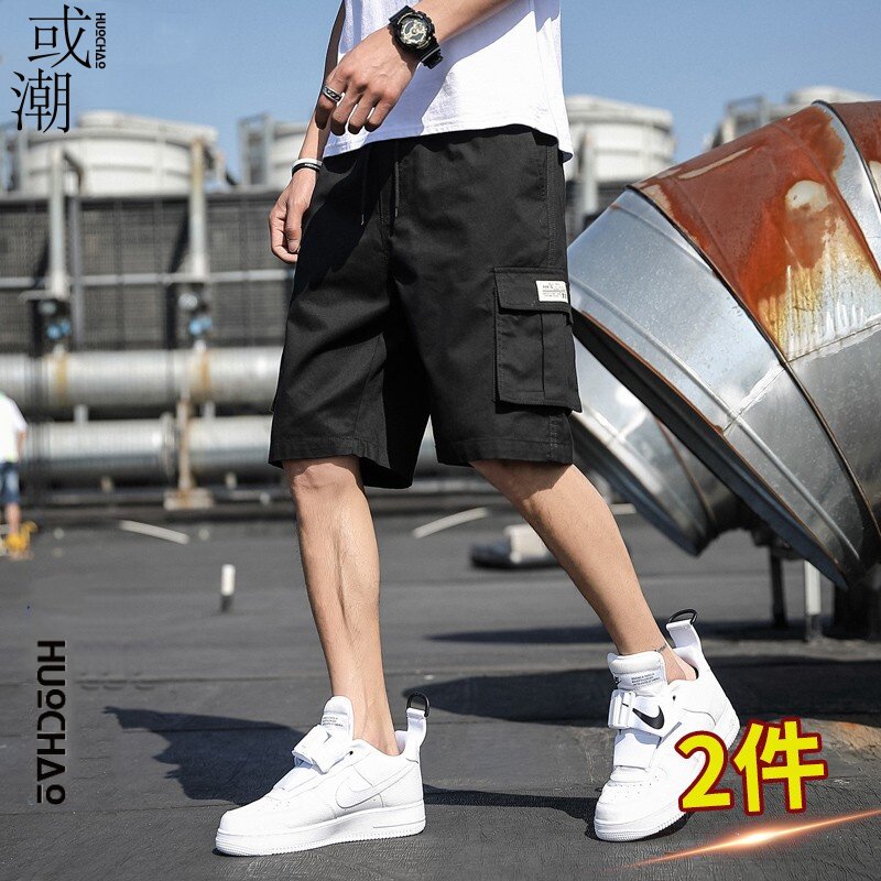 或潮工装短裤男夏季宽松大码潮牌
