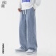 学生休闲阔腿裤 2026春夏宽松潮牌美式 男士 或潮日系抽绳直筒牛仔裤