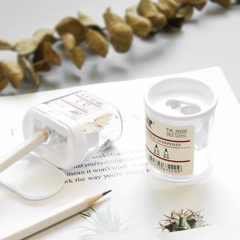 无印风简约带盖双孔卷笔刀铅笔刀削笔器儿童创意便携学生转笔刀