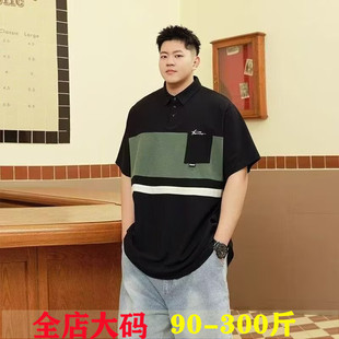 加肥加大男装夏季肥佬T恤胖子商务休闲短袖POLO衫青年翻领上衣服